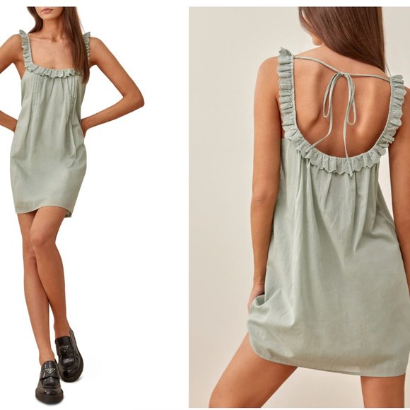 Reformation Dresses & Skirts - 🆕Tucker Eyelet Ruffle Organic Cotton Shift Dress (S)